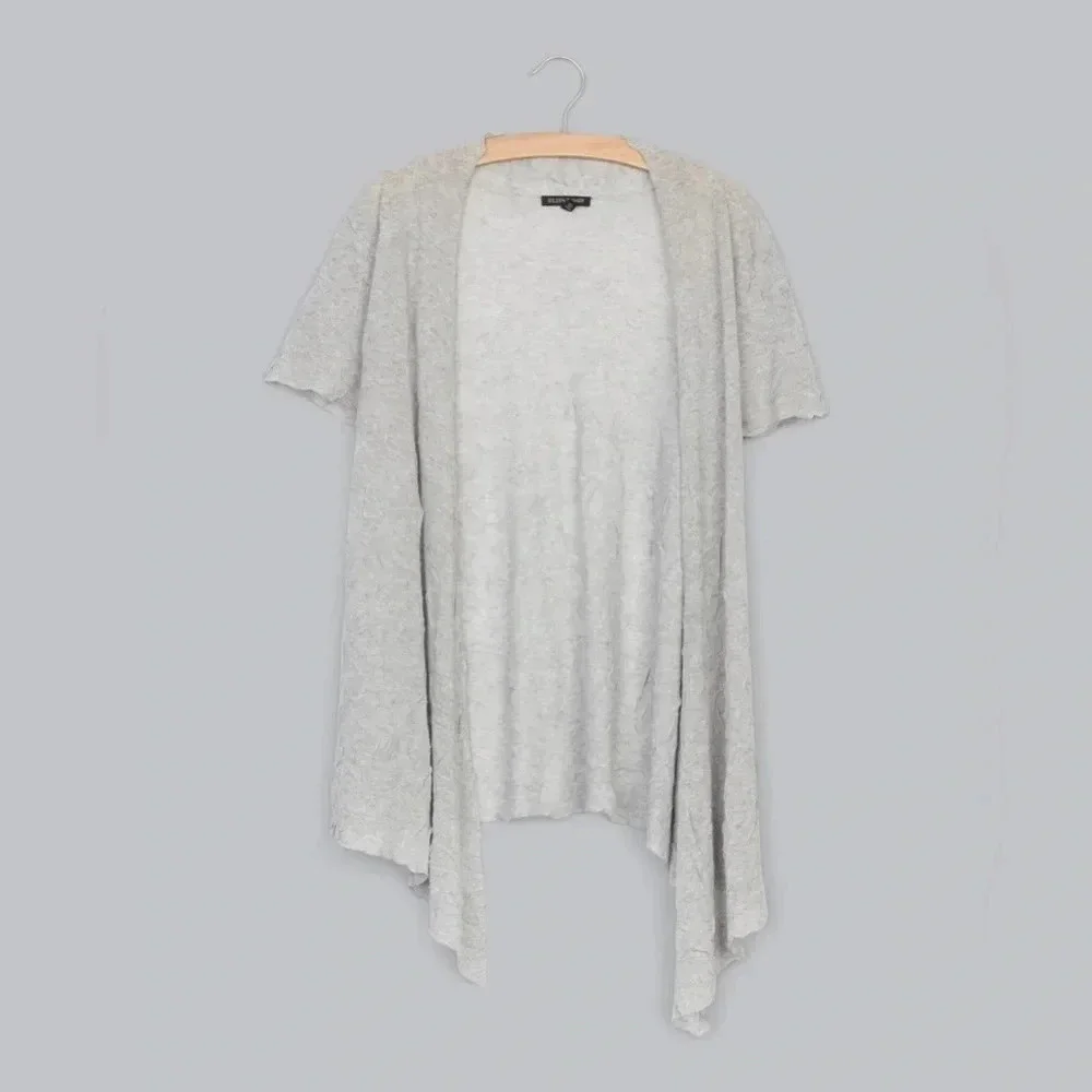Eileen Fisher Pressed Viscose Crinkle Gray Cardigan